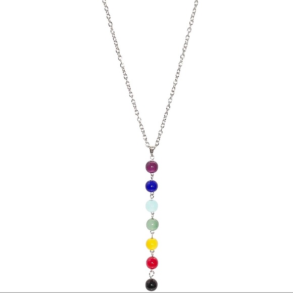 Beaded Pendant Chakra Rainbow Necklace - Picture 5 of 6